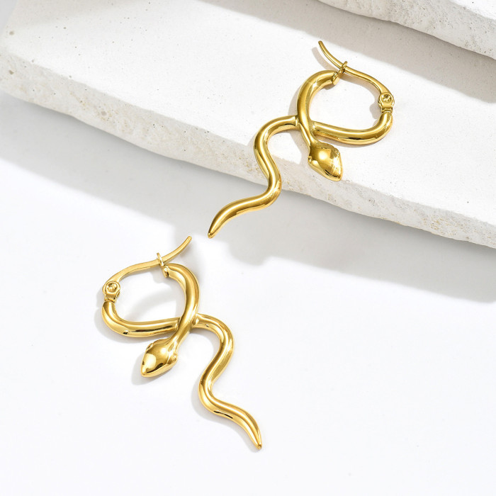 Wholesale Stainless Steel Snake Hoop Earrings