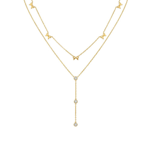 Wholesale Stainless Steel Bow Knot Charm Necklace