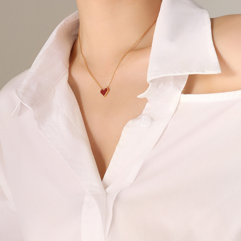 Wholesale Stainless Steel Red Heart Necklace