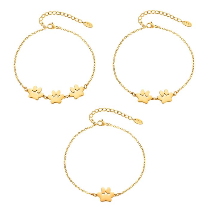 Wholesale Stainless Steel Blank Cat Paw Bracelet