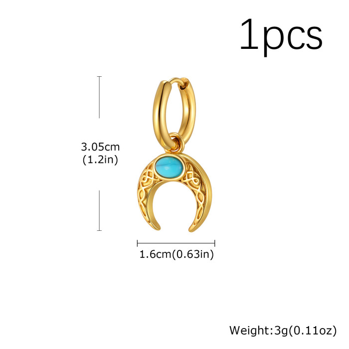 Wholesale Stainless Steel Turquoise Moon Earrings