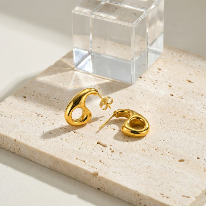 Wholesale Stainless Steel Abstract Hoop Earrings