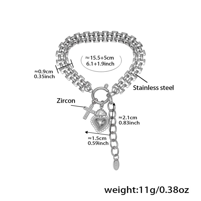 Wholesale Stainless Steel Love Zirconia Bracelet Necklace