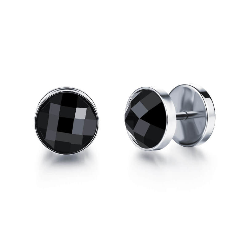 Wholesale Stainless Men's Diamond Dumbbell Stud Earrings