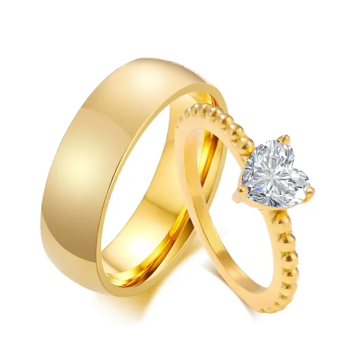 Wholesale Stainless Steel Classic Heart Shape CZ Ring