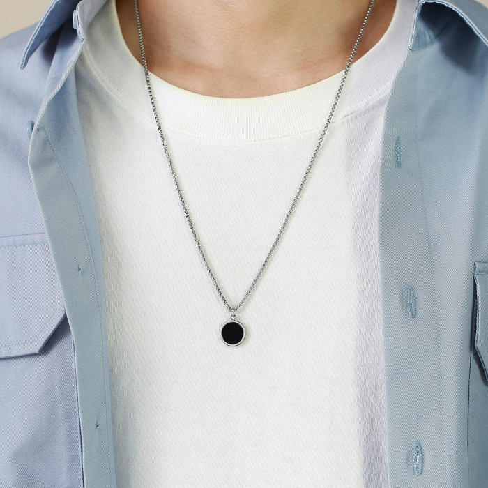 Wholesale Stainless Steel Simple Coin Pendant with Enamel