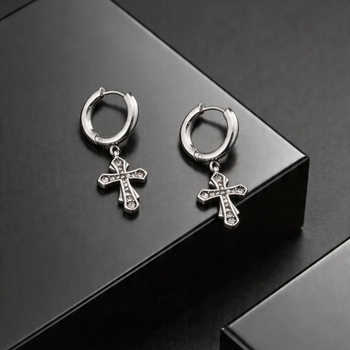 Wholesale Stainless Steel Gothic Cross Earrings