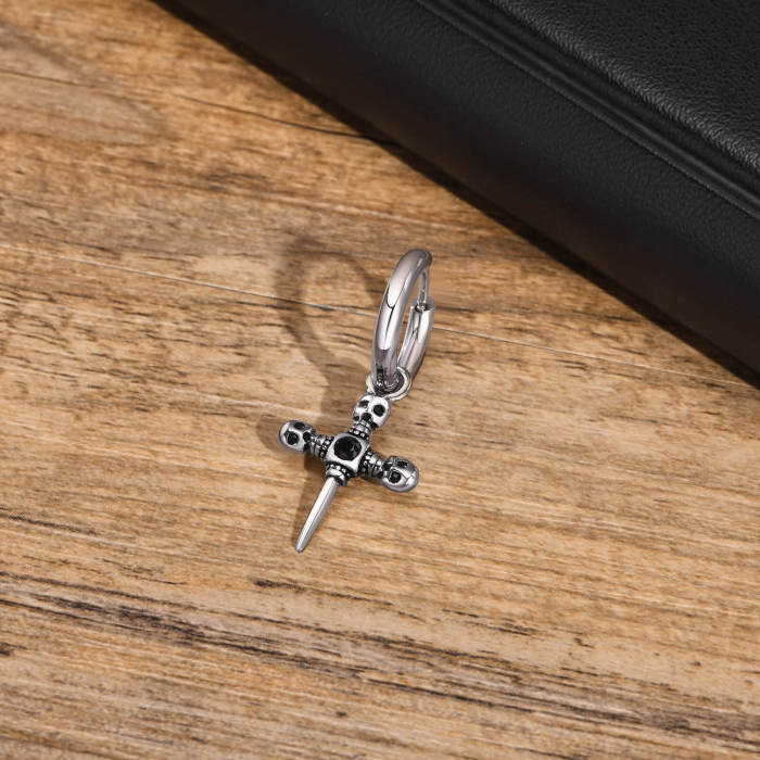 Wholesale Stainless Steel Earring with Skull Cross