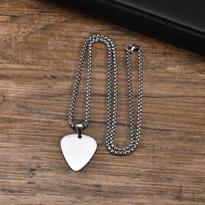 Wholesale Stainless Steel Engravable Guitar Pick Necklace