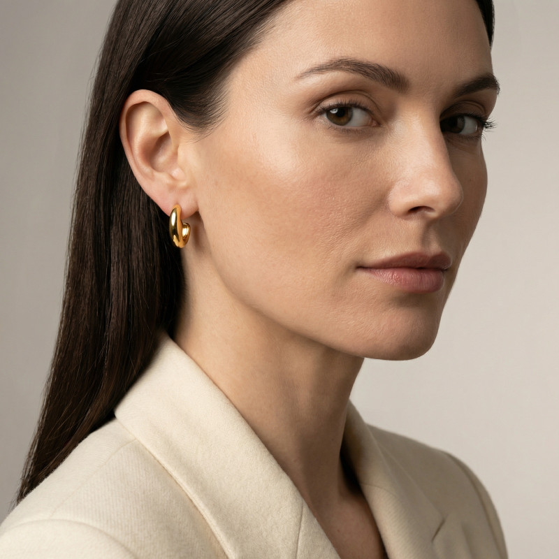 Wholesale Stainless Steel Abstract Hoop Earrings