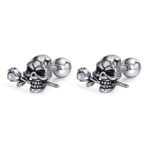 Wholesale Stainless Steel Rosette Ghost Head Earrings