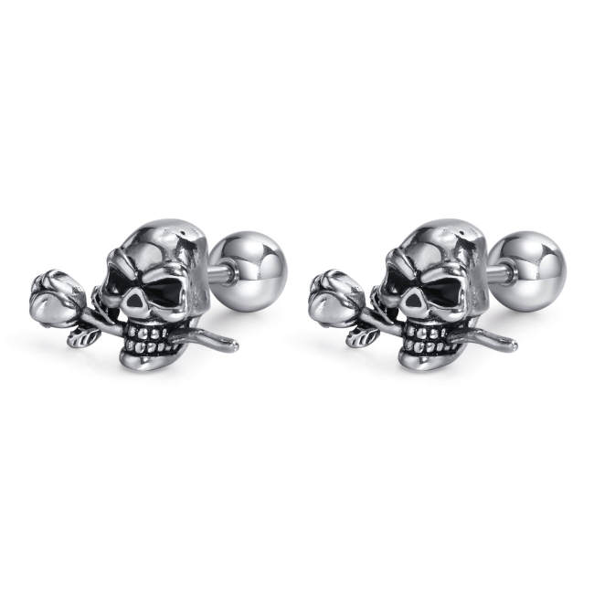 Wholesale Stainless Steel Rosette Ghost Head Earrings