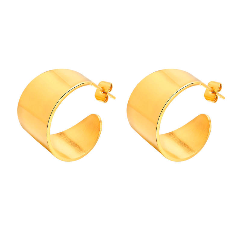 Wholesale Stainless Steel Women 15mm Wide Hoop Earrings