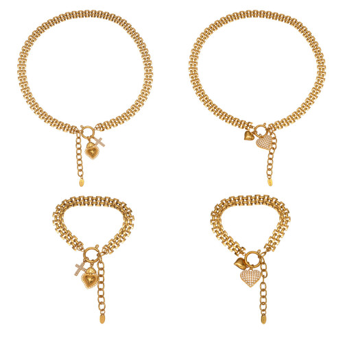 Wholesale Stainless Steel Love Zirconia Bracelet Necklace