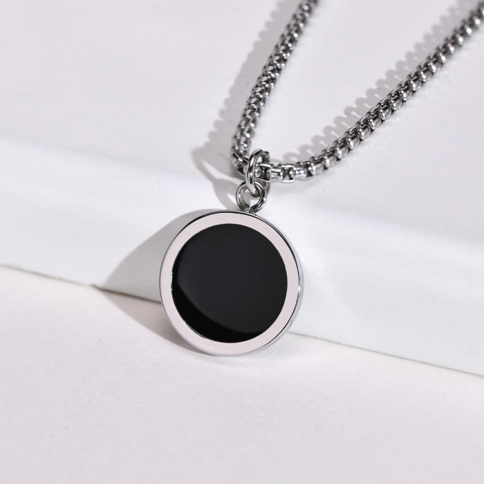 Wholesale Stainless Steel Simple Coin Pendant with Enamel