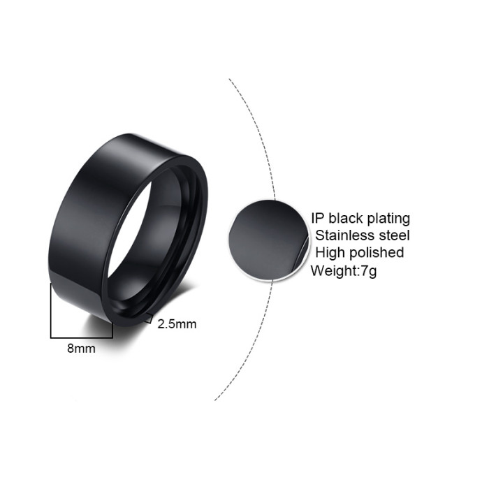 Wholesale Men's Stainless Steel Wedding Ring with Flat Face