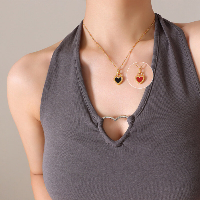 Wholesale Stainless Steel Double-sided Heart Necklace