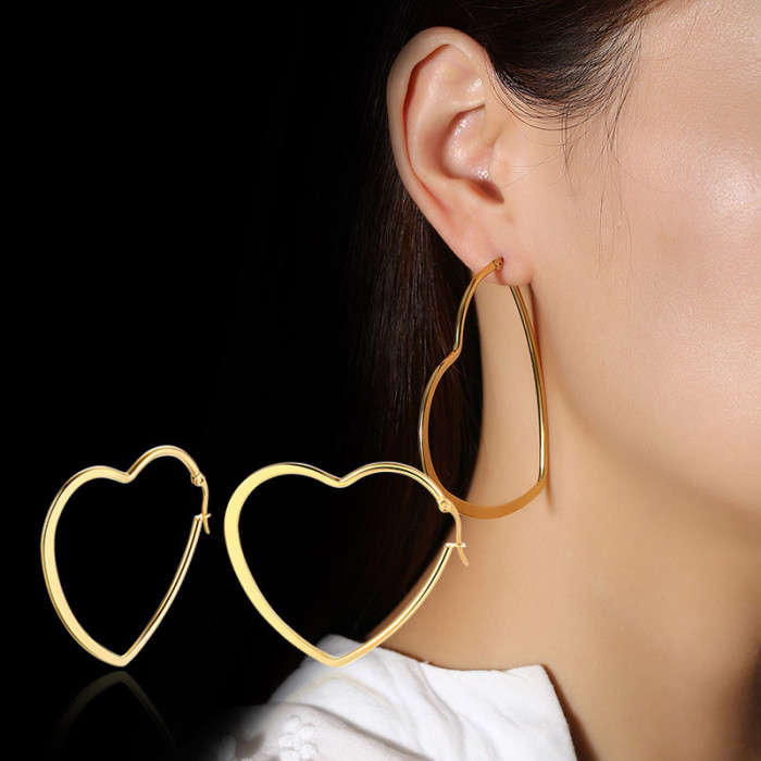 Wholesale Stainless Steel Hoop and Heart Earrings