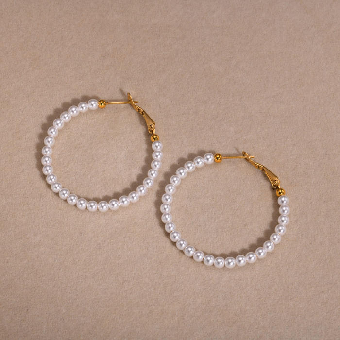 Wholesale Stainless Steel Imitation Pearl Earrings