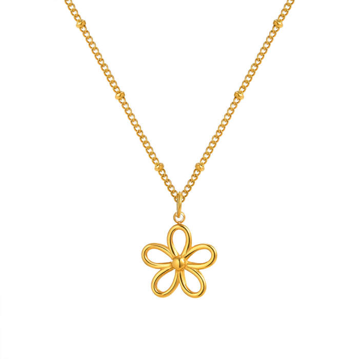 Wholesale Stainless Steel Flower Gold Necklace