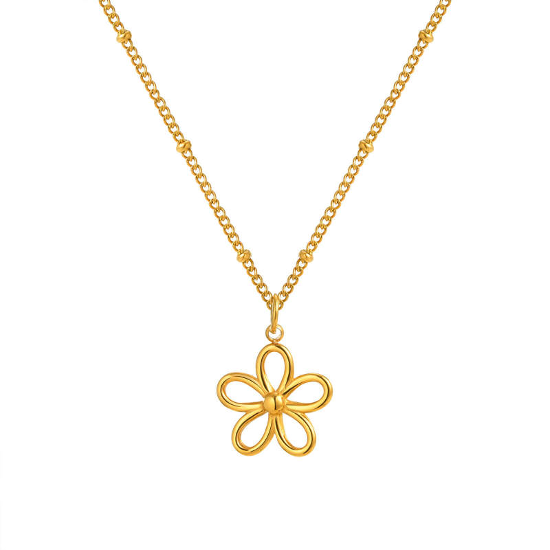 Wholesale Stainless Steel Flower Gold Necklace