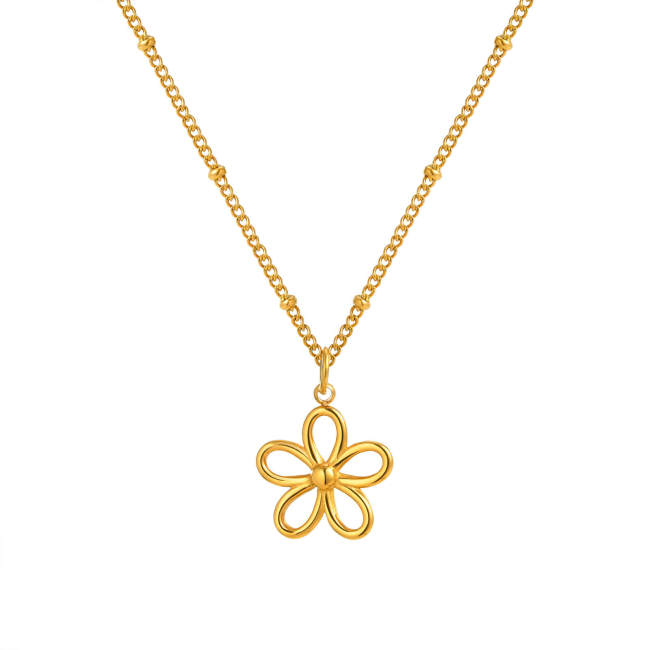Wholesale Stainless Steel Flower Gold Necklace