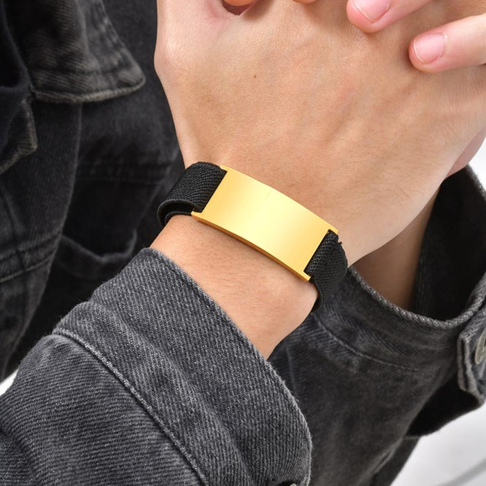Wholesale Adjustable Nylon Strap Plate Bracelet
