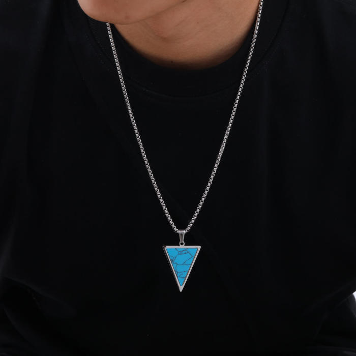 Wholesale Stainless Steel Triangle Turquoise Pendant