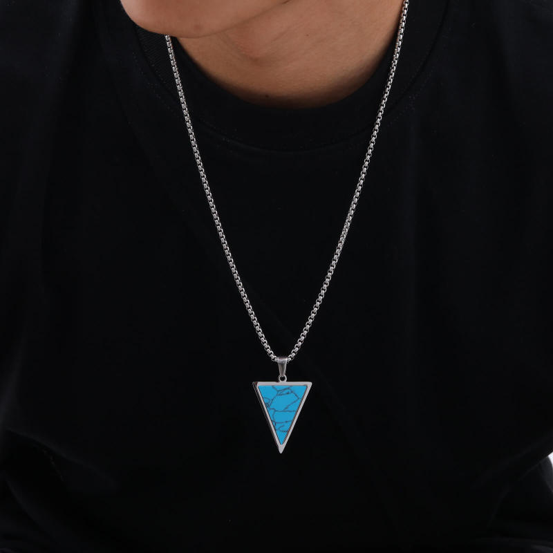 Wholesale Stainless Steel Triangle Turquoise Pendant