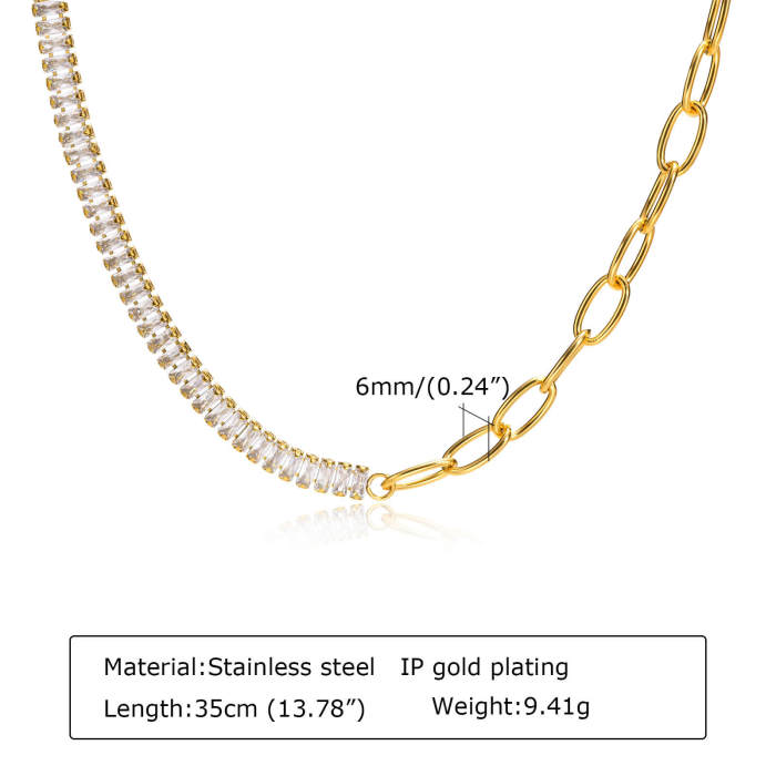 Wholesale Stainless Steel Half Tennis Necklace