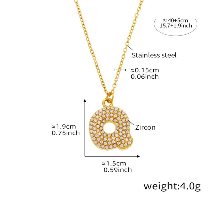 Wholesale Stainless Steel 5A CZ Initial Necklace
