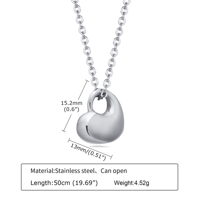 Wholesale Stainless Steel Sideways Heart Keepsake Pendant