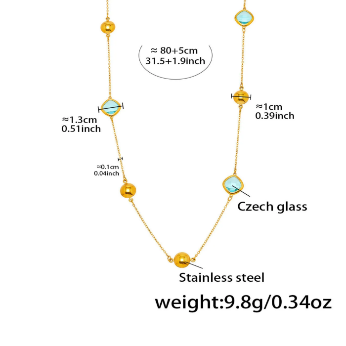 Wholesale Stainless Steel Czech Glass Long Necklace