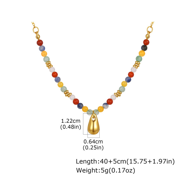 Wholesale Stainless Steel Colored Stone Necklace