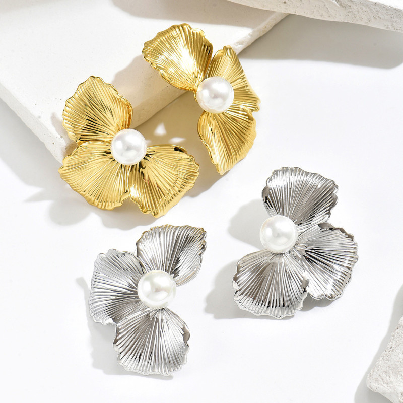 Wholesale Stainless Stee Floral Stud Earrings