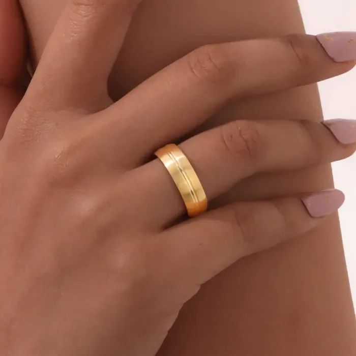 Wholesale Personalized 6mm Stainless Steel Grooved Ring