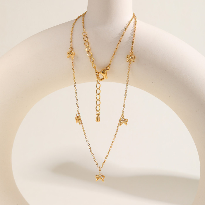 Wholesale Stainless Steel Ribbon Gold Necklace