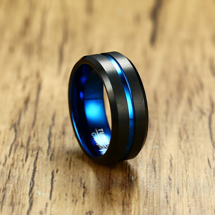 Wholesale Tungsten Carbide Rings Black and Bule
