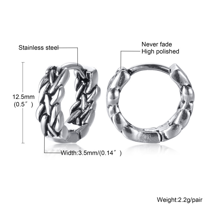 Wholesale Stainless Steel Punk Braid Hoop Earrings
