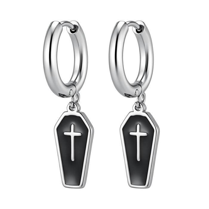 Wholesale Stainless Steel Gothic Coffin Earrings