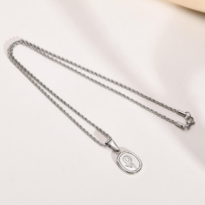 Wholesale Stainless Steel Unique Sunflower Rope Necklace