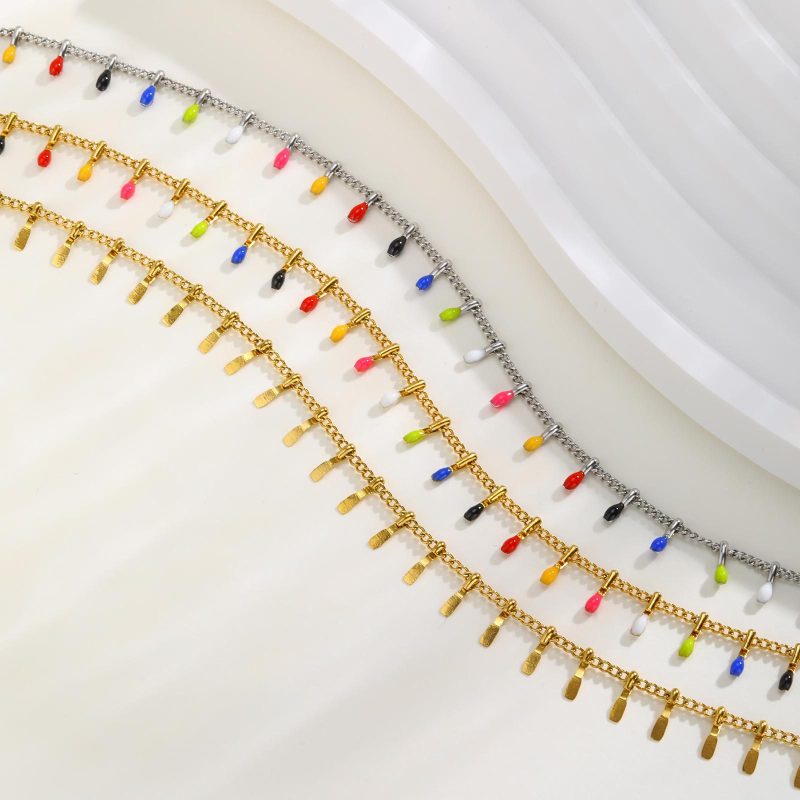 Wholesale Stainless Steel Colorful Match Anklet