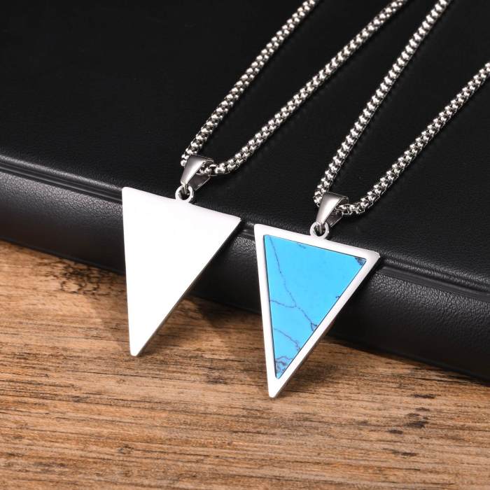 Wholesale Stainless Steel Triangle Turquoise Pendant