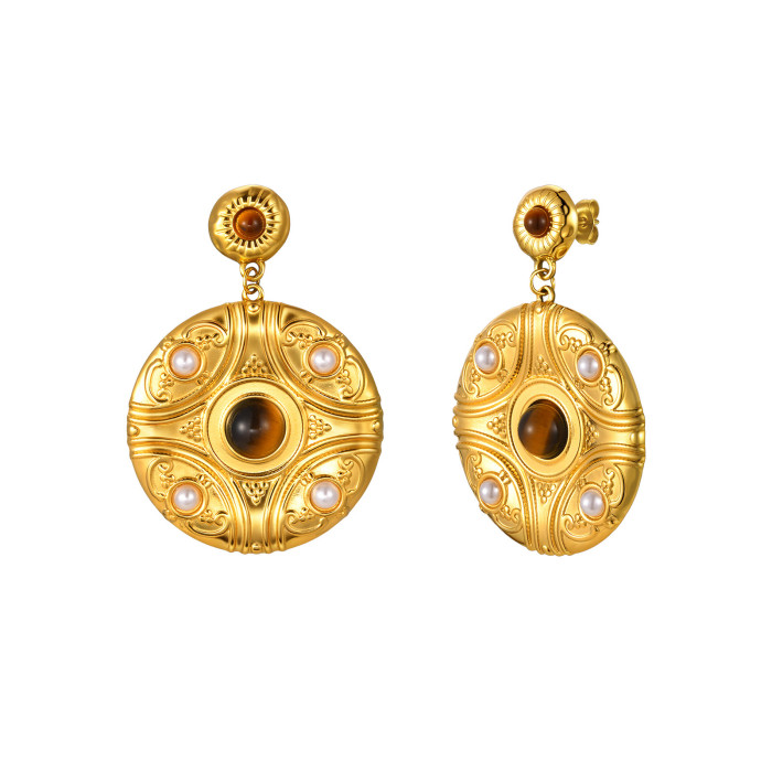 Wholesale Vintage Royal Gold Plated Round Earrings