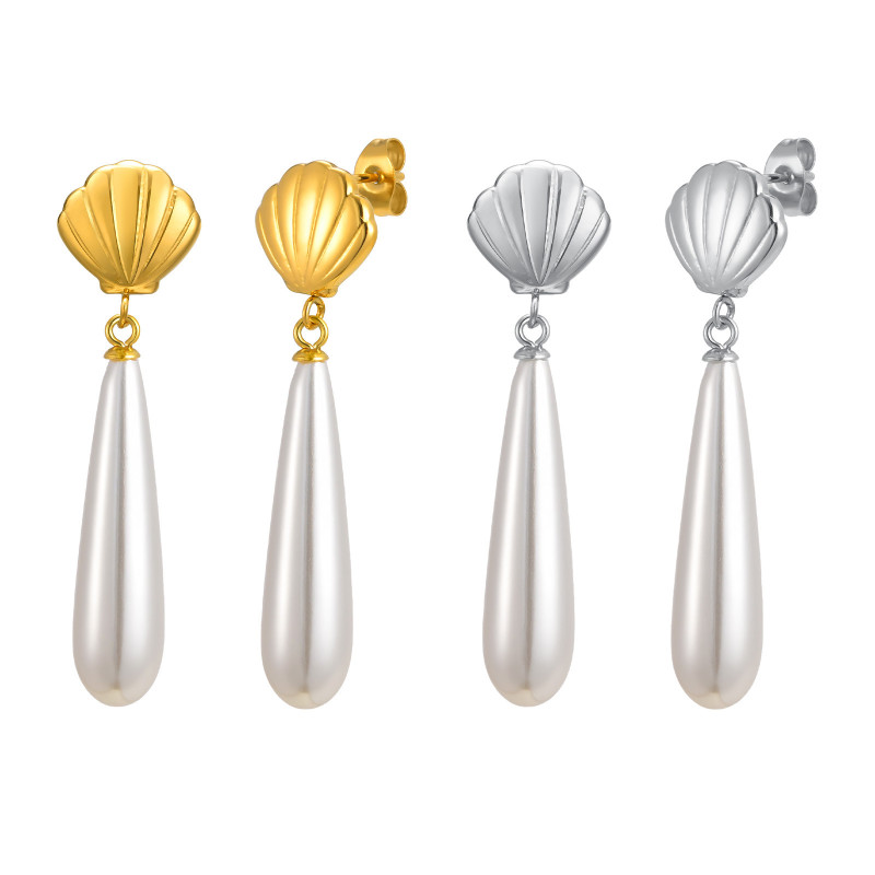 Wholesale Stainless Steel Pearl Drops Earrings