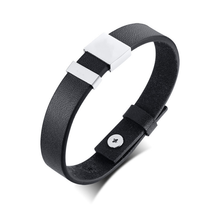 Wholesale Personalized Genuine Black Leather Bracelet