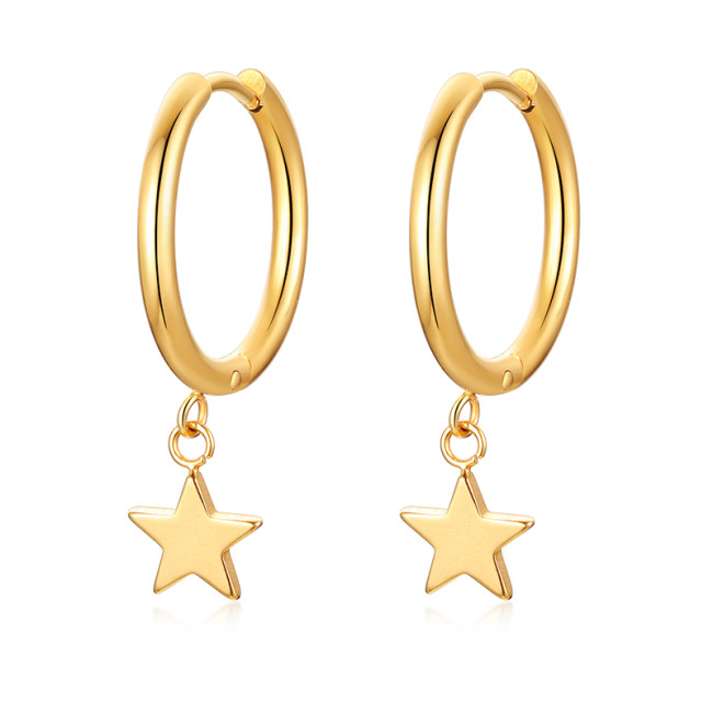 Wholesale Stainless Steel Dainty Star Hoop Earrings