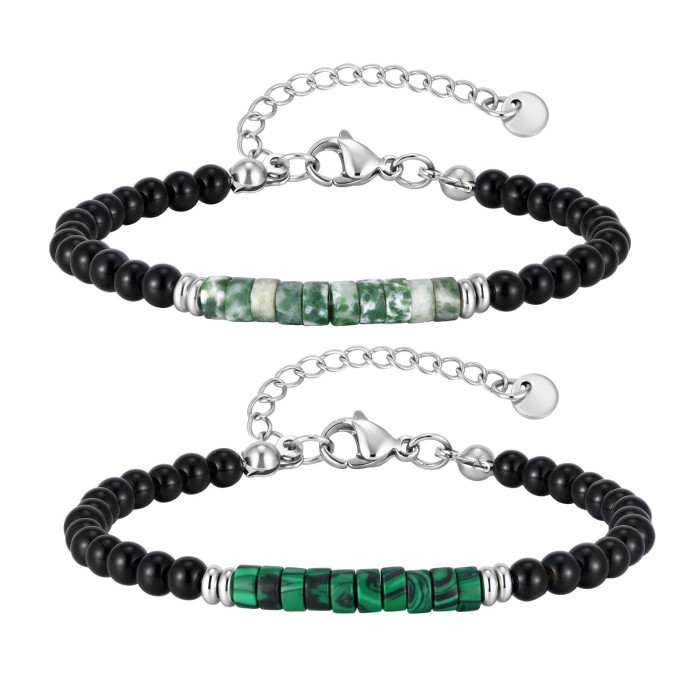 Wholesale Black Agate Beaded Bracelet with Natural Stone