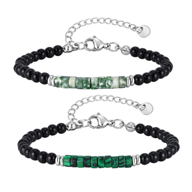 Wholesale Black Agate Beaded Bracelet with Natural Stone