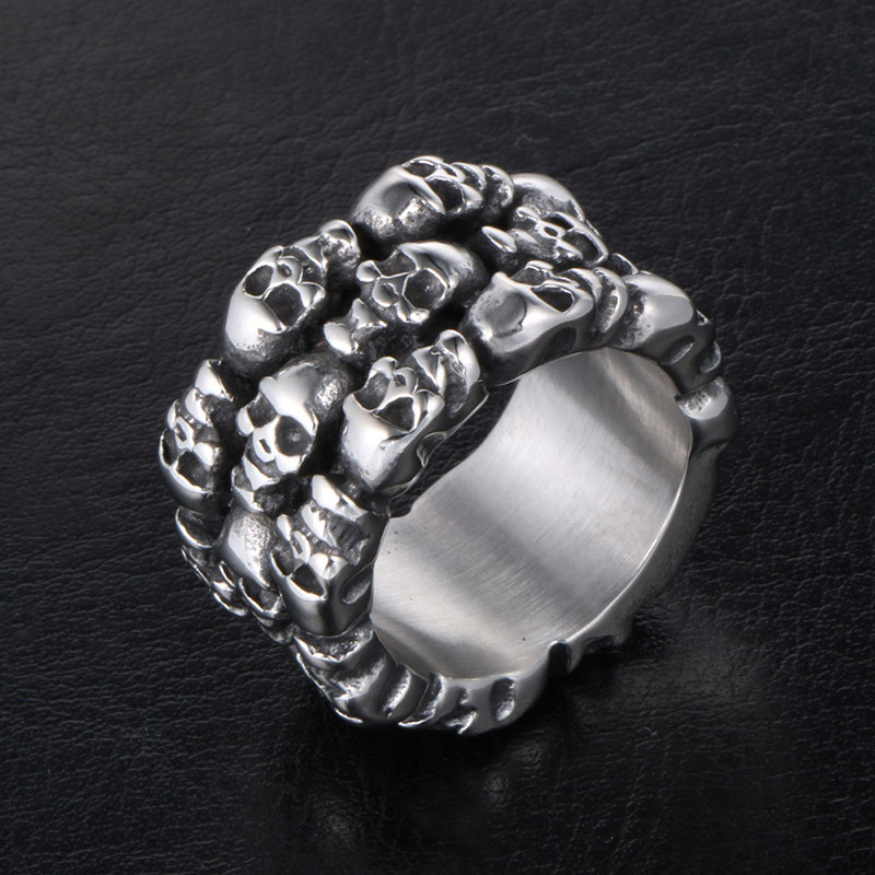 Wholesale Stainless Steel Multiple Skulls Ring